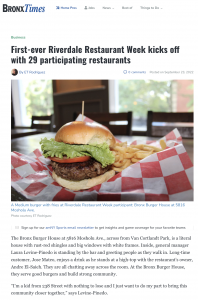 Bronx Times Screen Shot About Riverdale Restaurant Week 2022