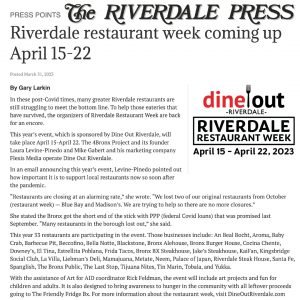 riverdale press restaurant week article from march 31, 2023